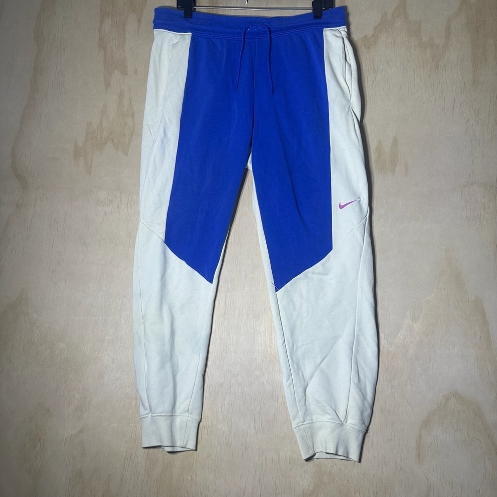 Nike Women’s Sports Joggers Pants Size Large Blue And White Pink Swoosh‎